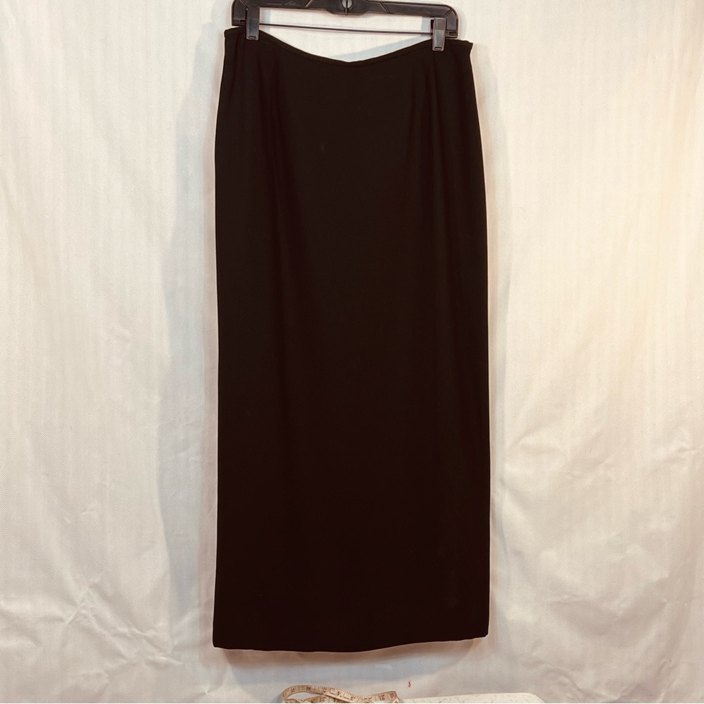 Evan Picone Maxi Skirt Black Kick Pleat Lined Hidden Back Zipper EUC 14